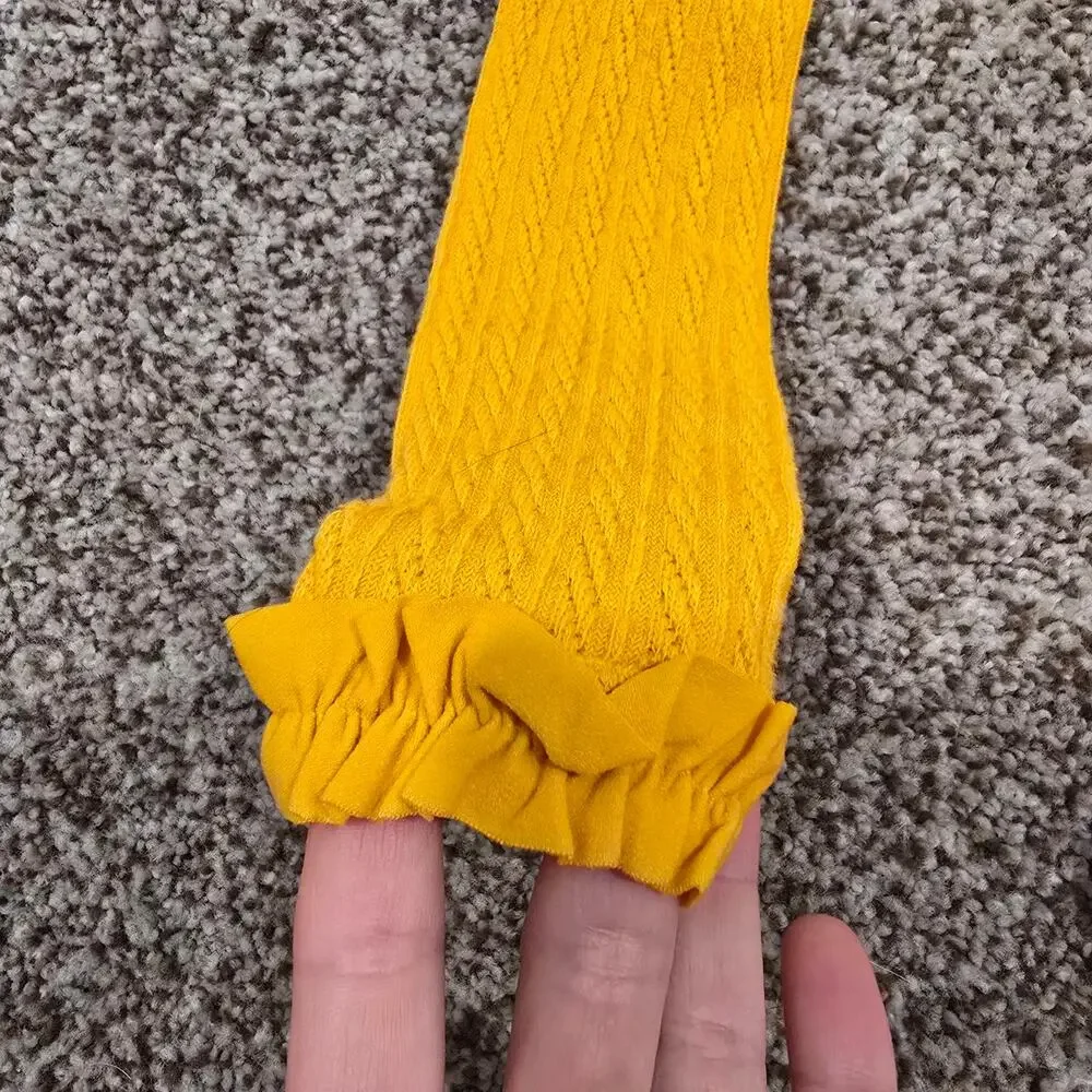 Toddler Girl Ruffle Butts Golden Yellow Knit Footless Tights | Size 2T-4T